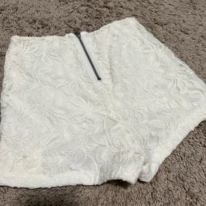 White lace shorts